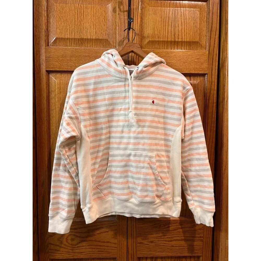 Champion Reverse Weave Pullover Hoodie Striped Size M